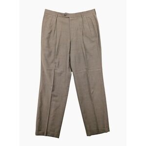 Principe Made in Italy Wool Trousers Mens 34 Brown Pleated Wide Leg Cuffed